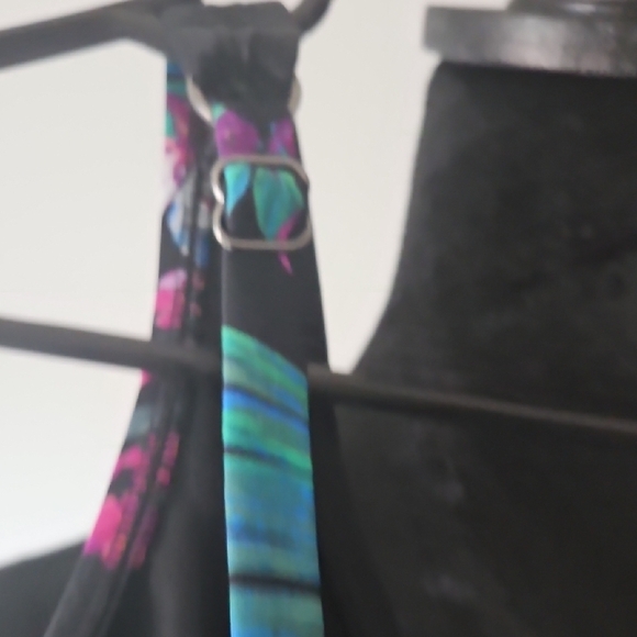 Aqua Green Floral One Piece Swimsuit - Black and Pink - Picture 7 of 14